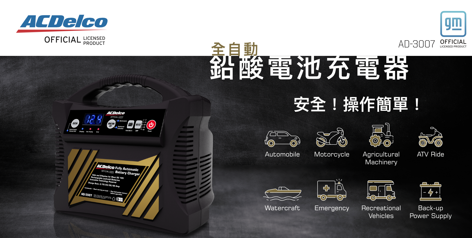 AD-3007 40A 12V 智能脈衝電瓶充電器