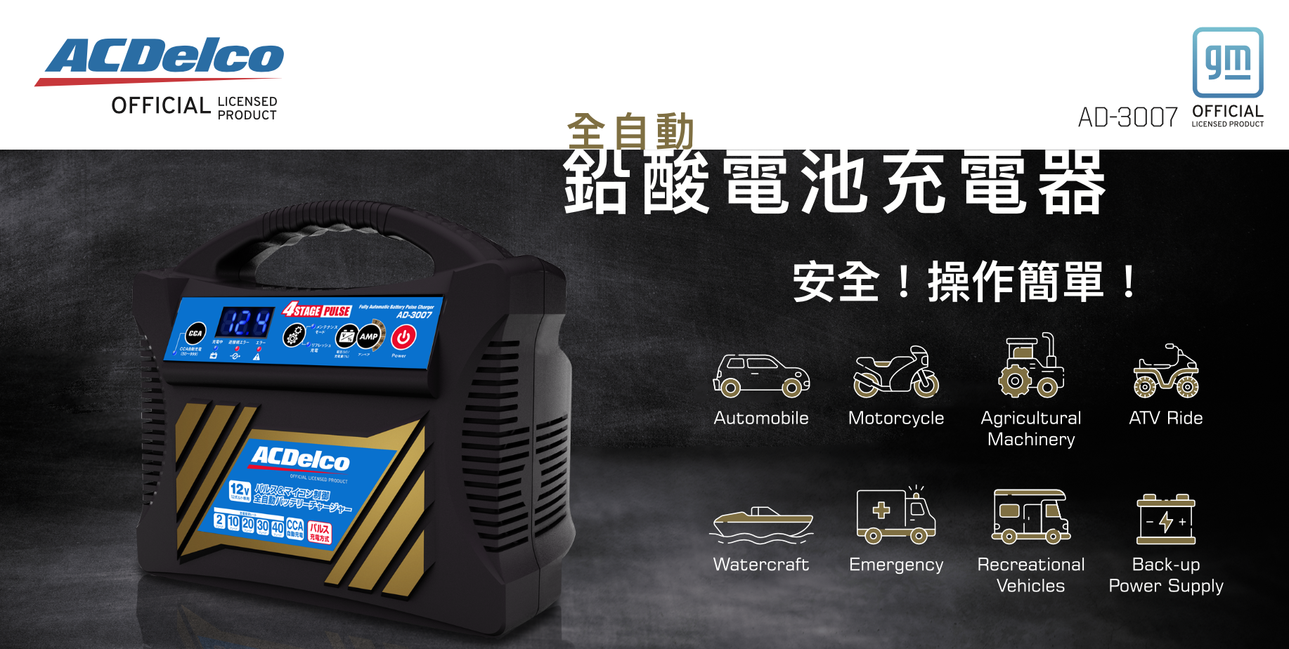 AD-3007 40A 12V 智能脈衝電瓶充電器